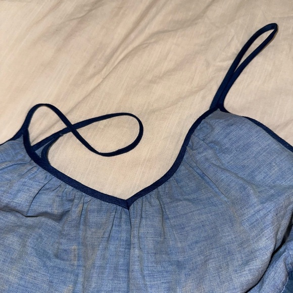 M.i.h. Jeans Blue Chambray Colorblock Sunset Three Tiered Sundress - Picture 8 of 10